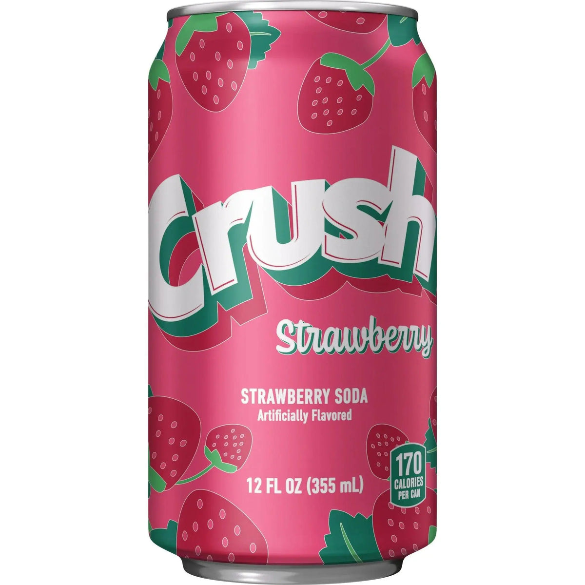 Limenka Crush soda s okusom jagode, 355 ml, ružičasta s motivima jagoda