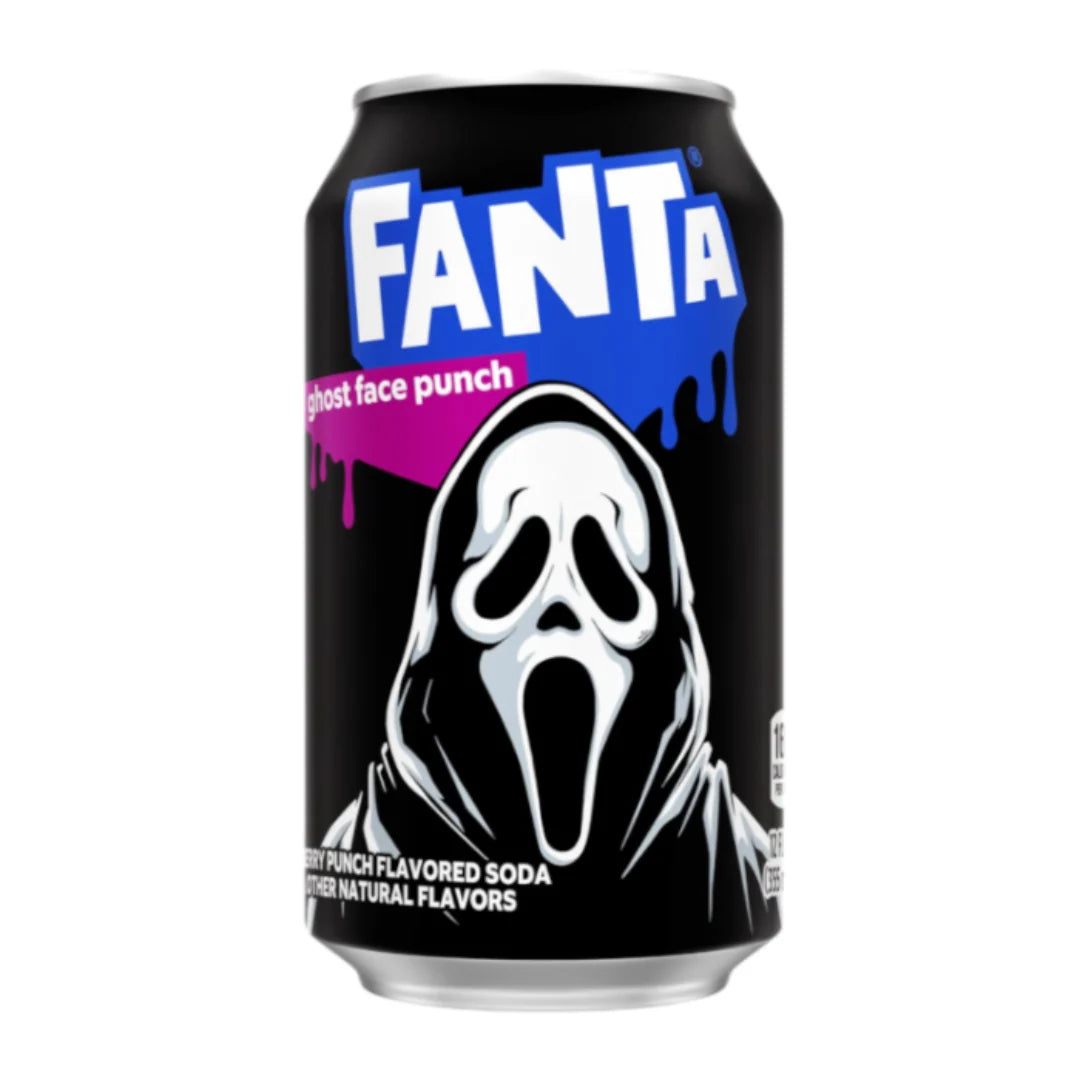Limonada u limenci Fanta Ghost Face Punch 355 ml, crna s plavim i likom duha