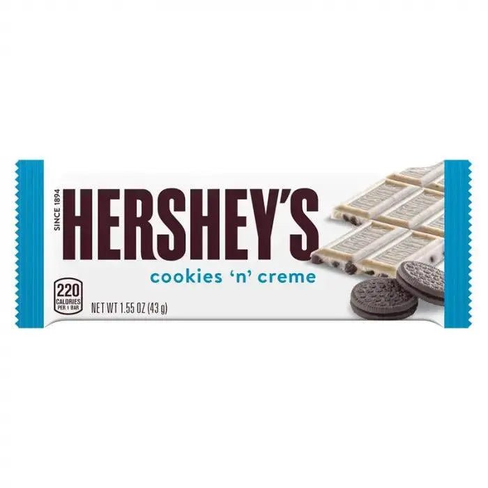 Hershey's Bar Cookies 'n' Creme 43g - OhMyCandyBox