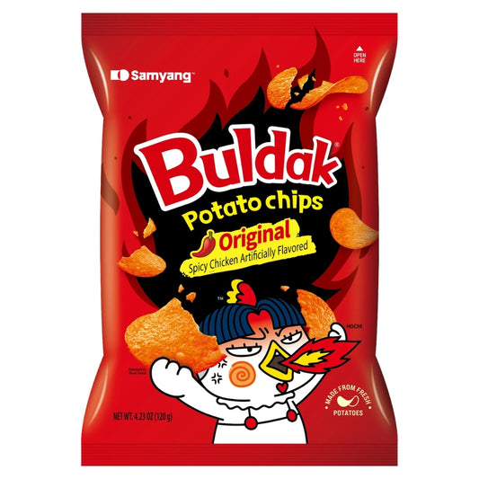 Samyang Buldak Potato Crisps Original vrećica čipsa, crvena ambalaža, 55 g