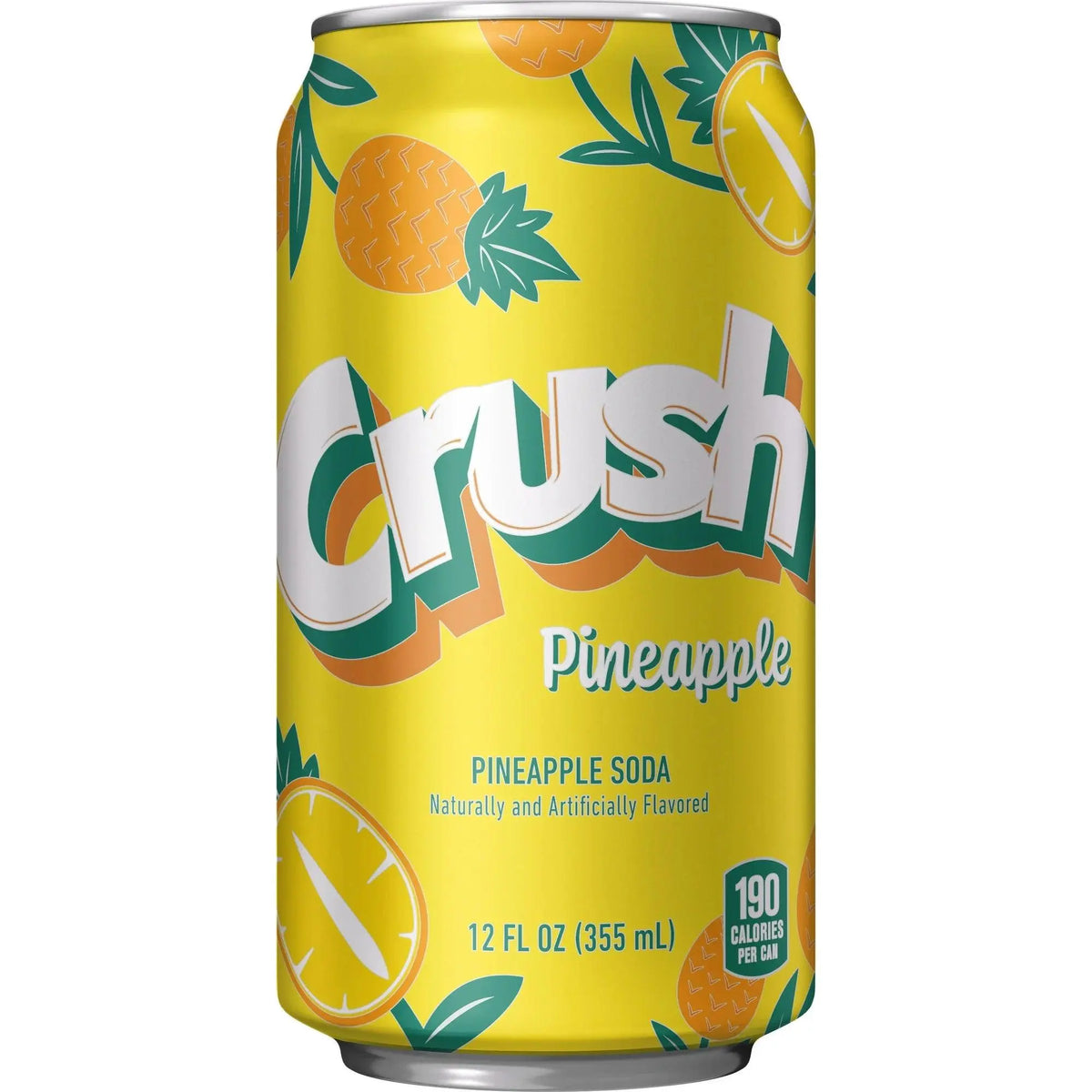 Soda limenka Crush od ananasa, žuta s motivima ananasa, 355 ml