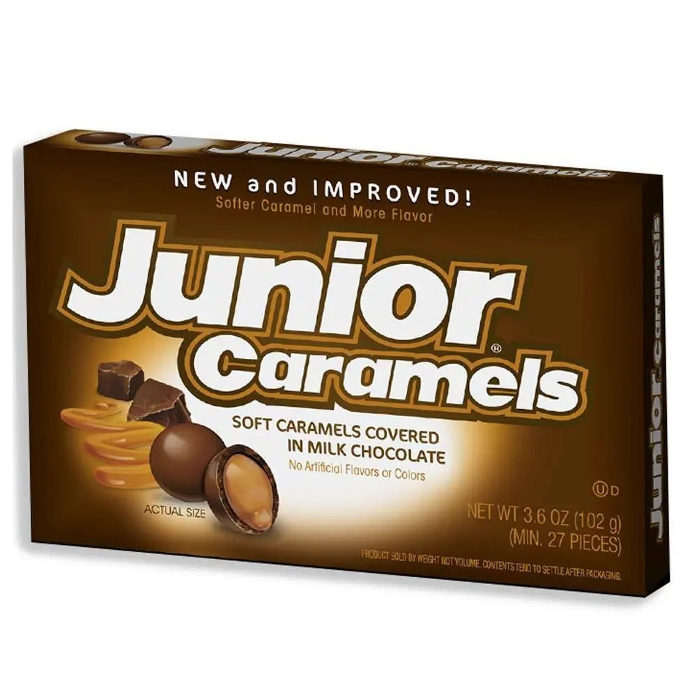 Kutija Junior Caramels meki karamel prekriven mliječnom čokoladom, 102 g