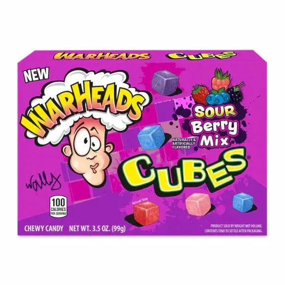 Warheads Cubes Sour Berry Mix, žvakaće bombone u ljubičastom pakiranju, 99 g