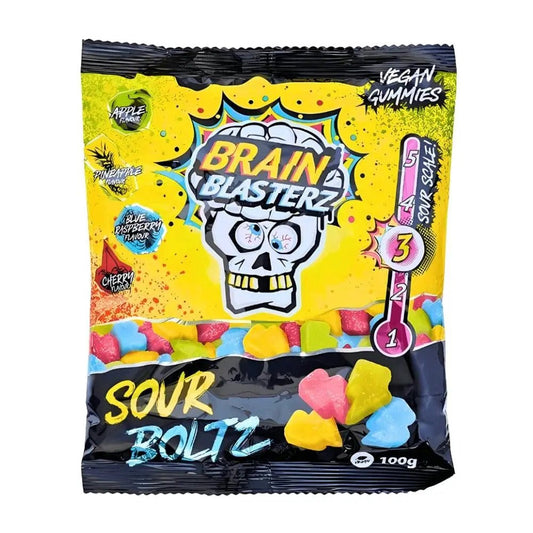 Brain Blasterz kiseli Boltz 100 g, vrećica s voćnim gumenjacima u obliku kockica