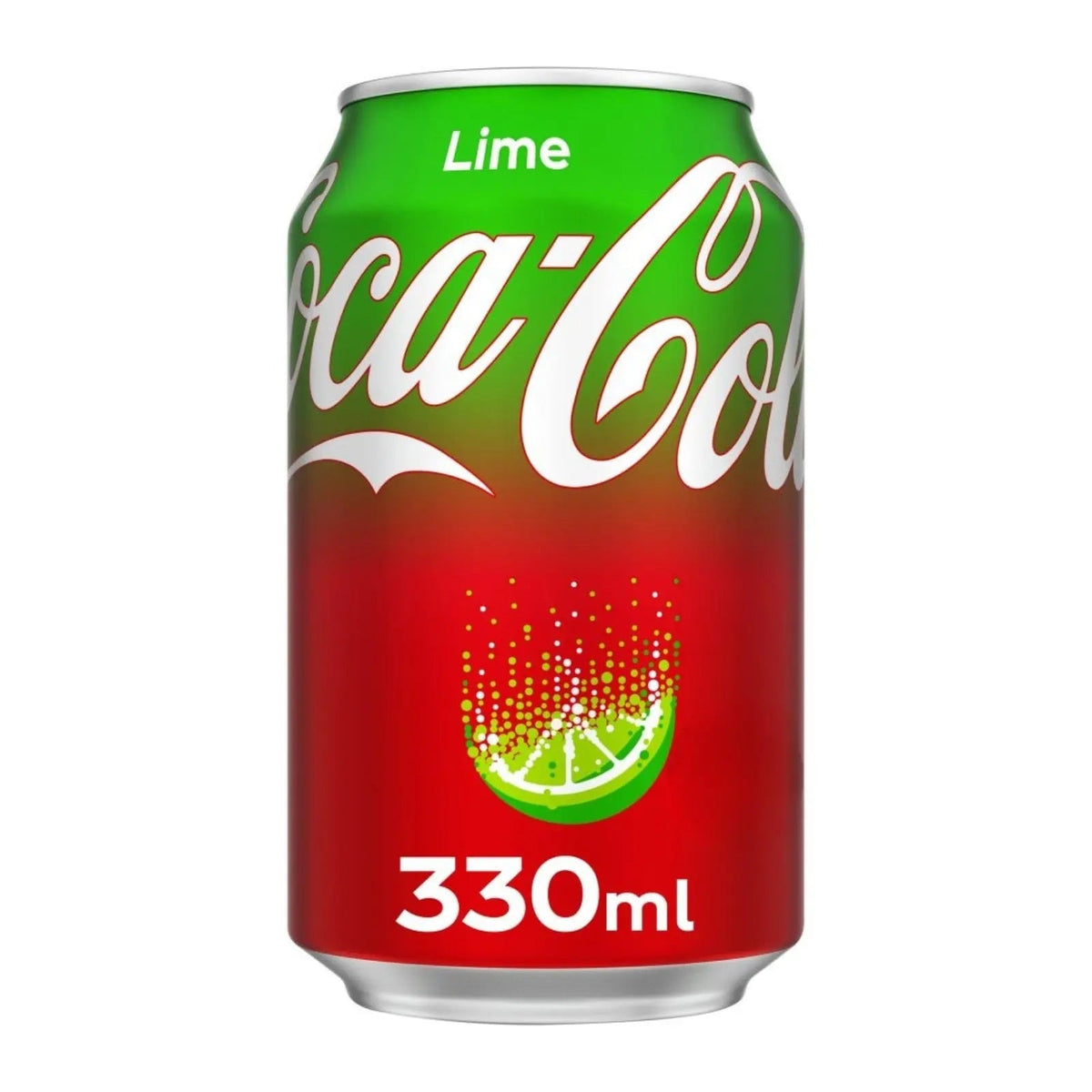 Coca-Cola Lime limenka 330 ml, zelena i crvena s motivom limete