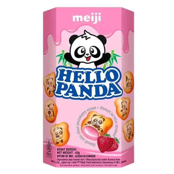 Pakiranje keksa Hello Panda jagoda 50 g, ružičasta kutija s pandom i jagodama