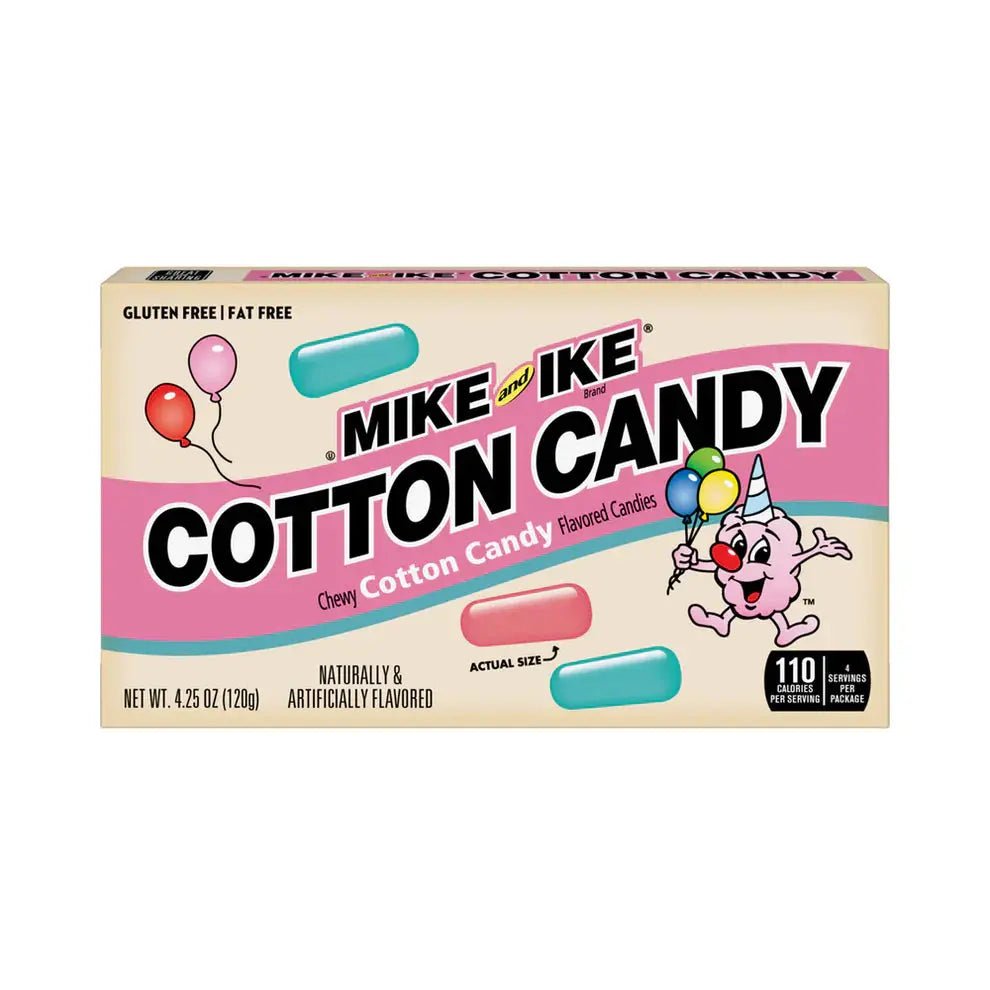 Kutija bombona Mike and Ike Cotton Candy 120 g, tekstura pamučne vate na pakiranju