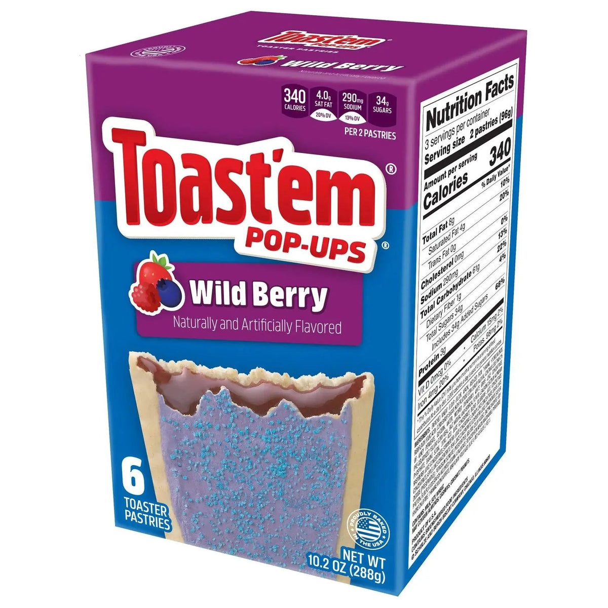 Kutija Toast'em POP-UPs divlje bobičasto, 288 g, s nutritivnim podacima