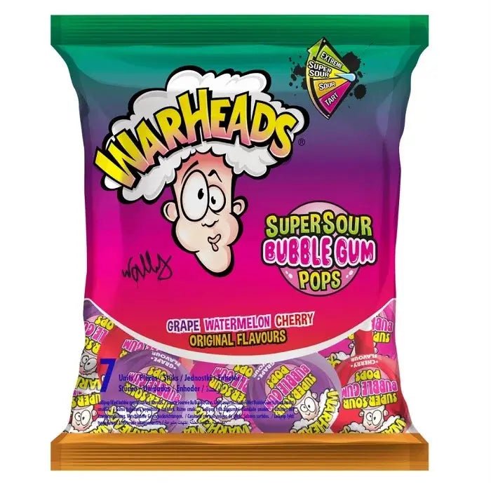 Warheads superkisela bubble gum žvaka, asortiman u šarenoj vrećici (ljubičasto-zelena)